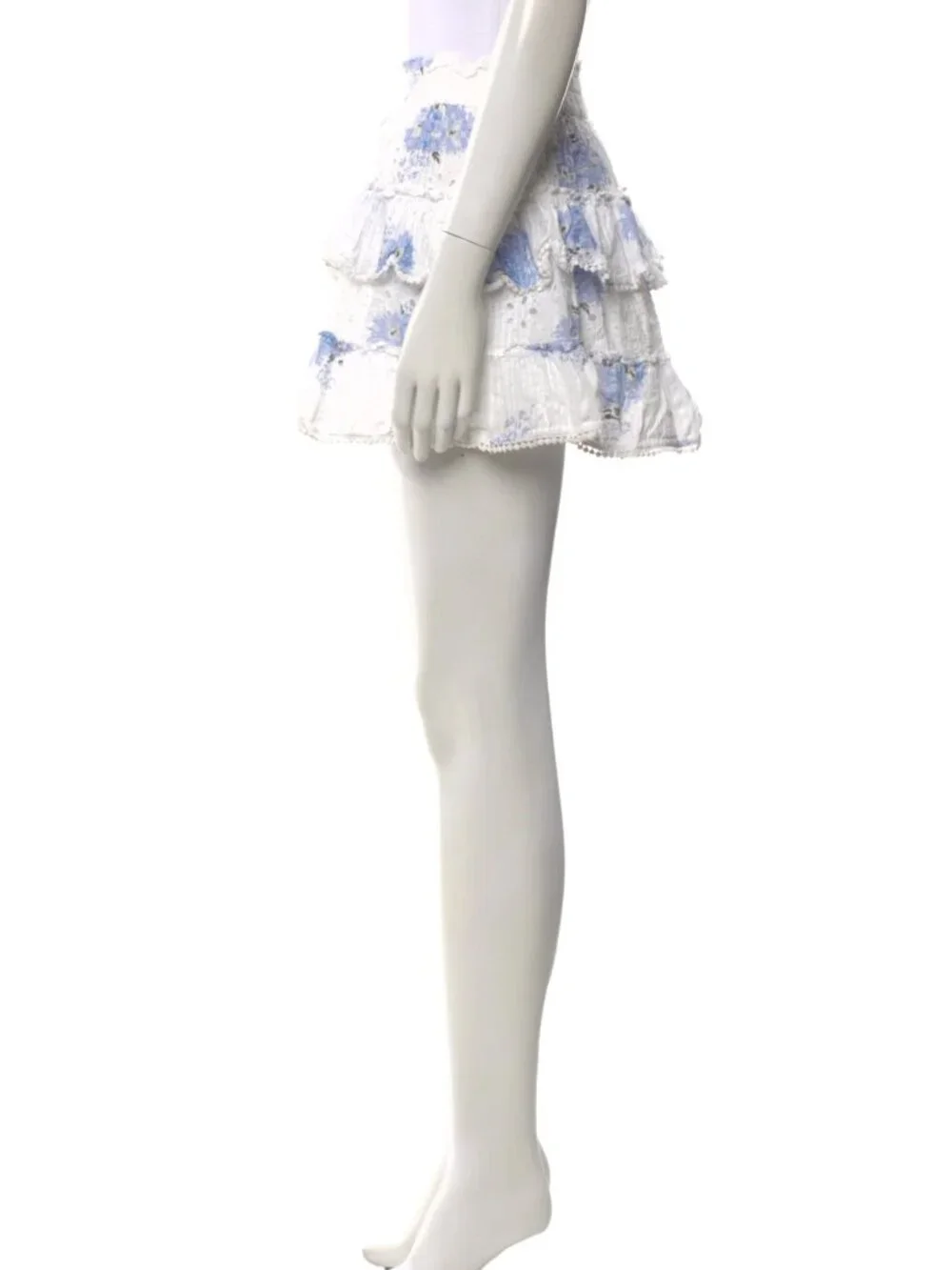 LoveShackFancy Blue/White Mini Skirt